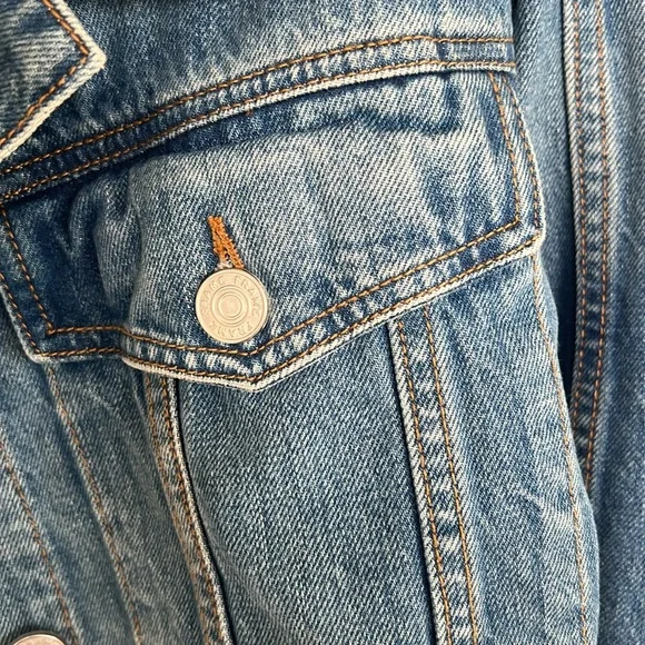 Frame Denim Enna Oversized Cropped Jean Denim Jacket Long Sleeve - Picture 6 of 8